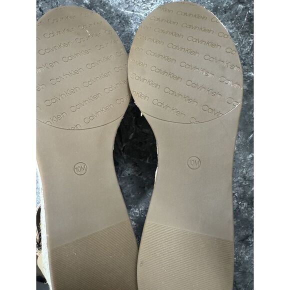 Calvin Klein Womens Thea Platform Wedge Heel Espadrille Sandal Ankle Strap Beige - Picture 13 of 14